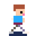 A small character walking